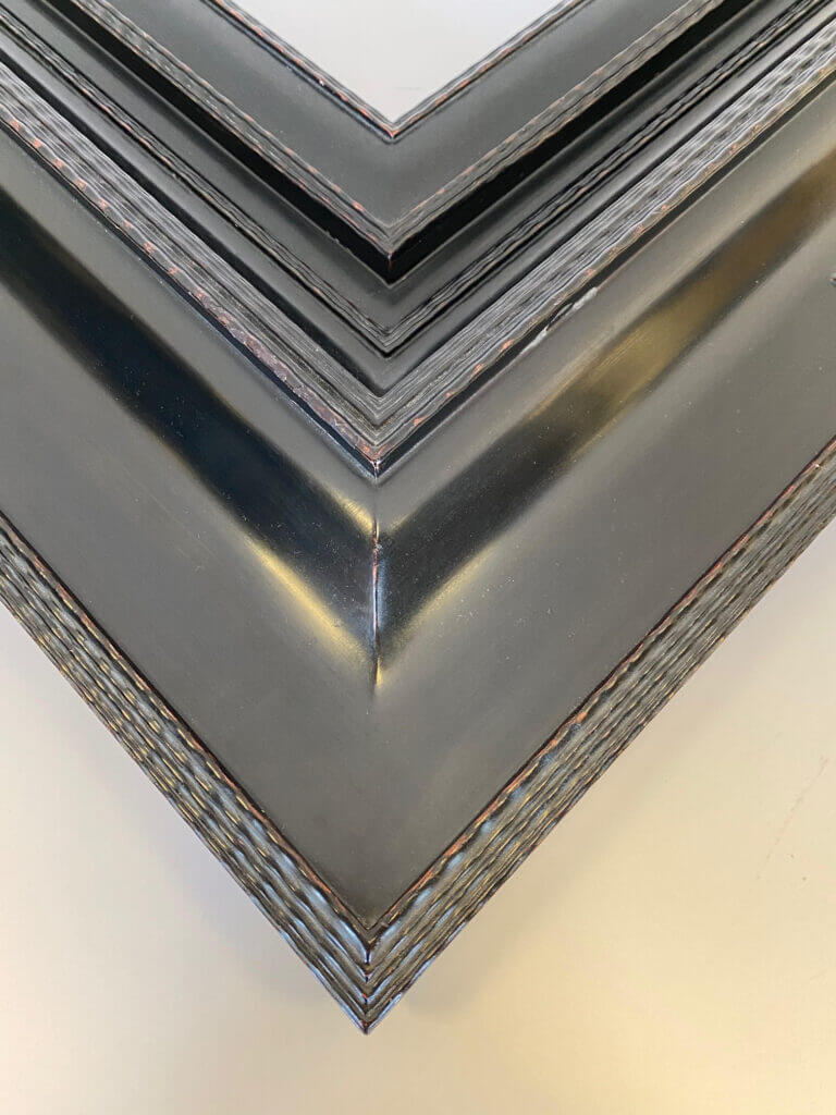 8" wode ebonized finish dutch frame rippled molding semi gloss black lacquer finish