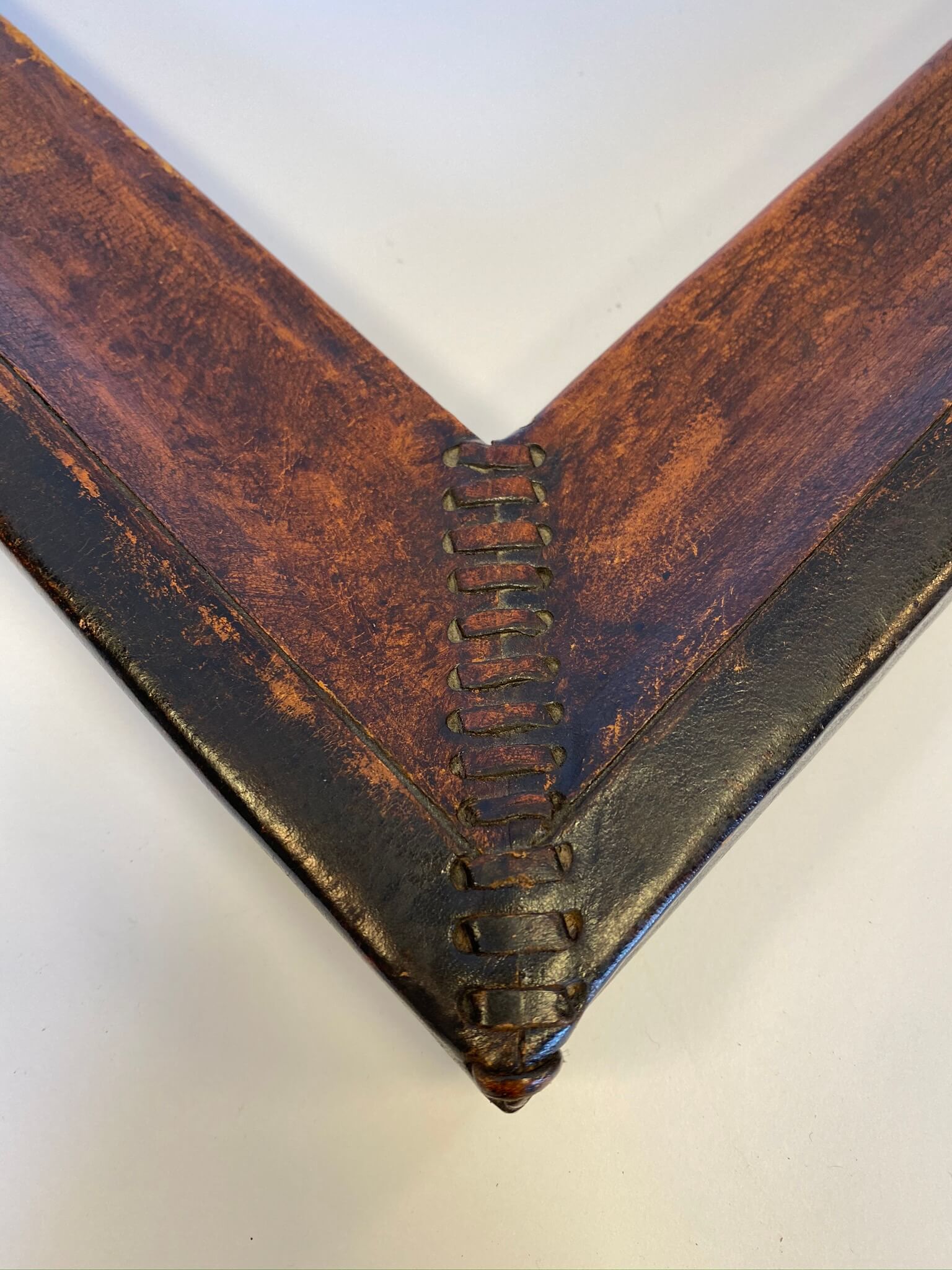 Custom leather frame, leather picutre frame, black leather frame, leather mirror frame artifact April Hann Lanford, artmill group 