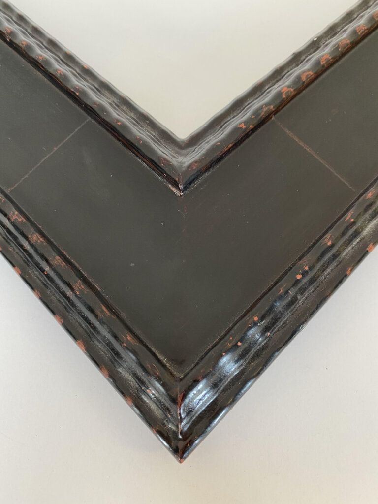 Antique black hand finsihed frame with black finished veneered panel Artifact custom frames, Artmill Group